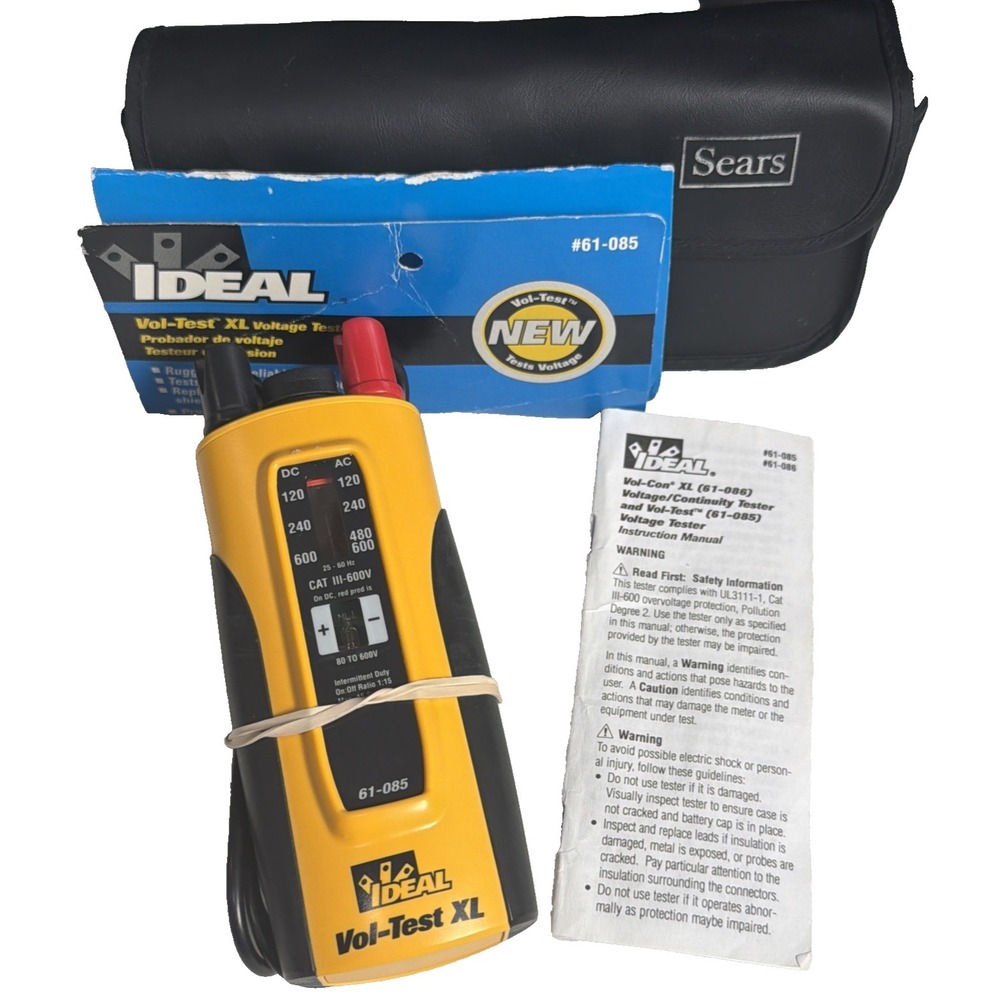 IDEAL Vol Test XL 61-085 Voltage Tester AC DC Circuit Tester w Leads CAT